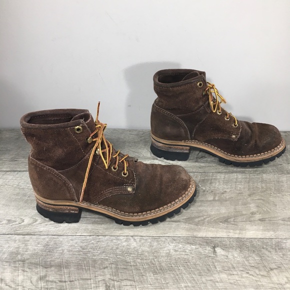 Made in USA Lace-Up Work Lace Up Boots Womens Logger Granny Goth Leather Sz 7.5 - Picture 3 of 11